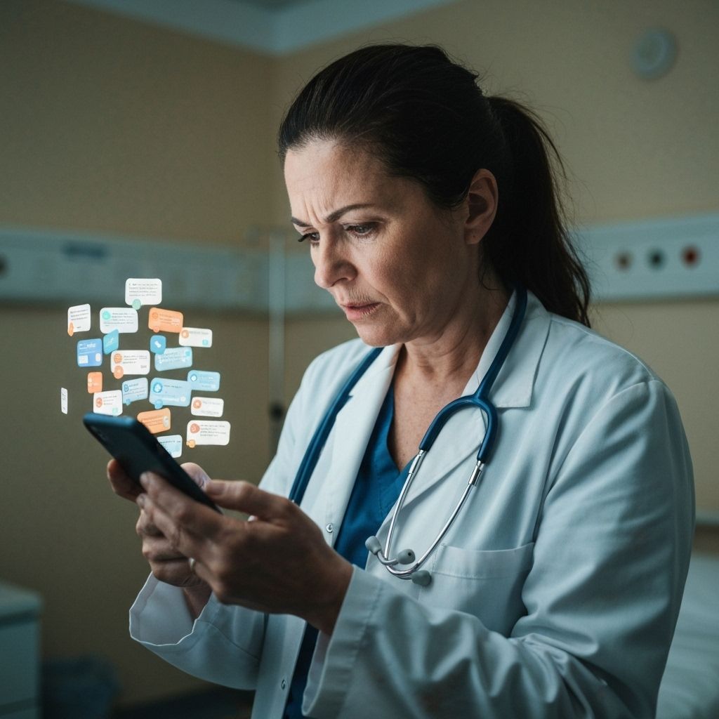 Médico abrumado con mensajes de WhatsApp